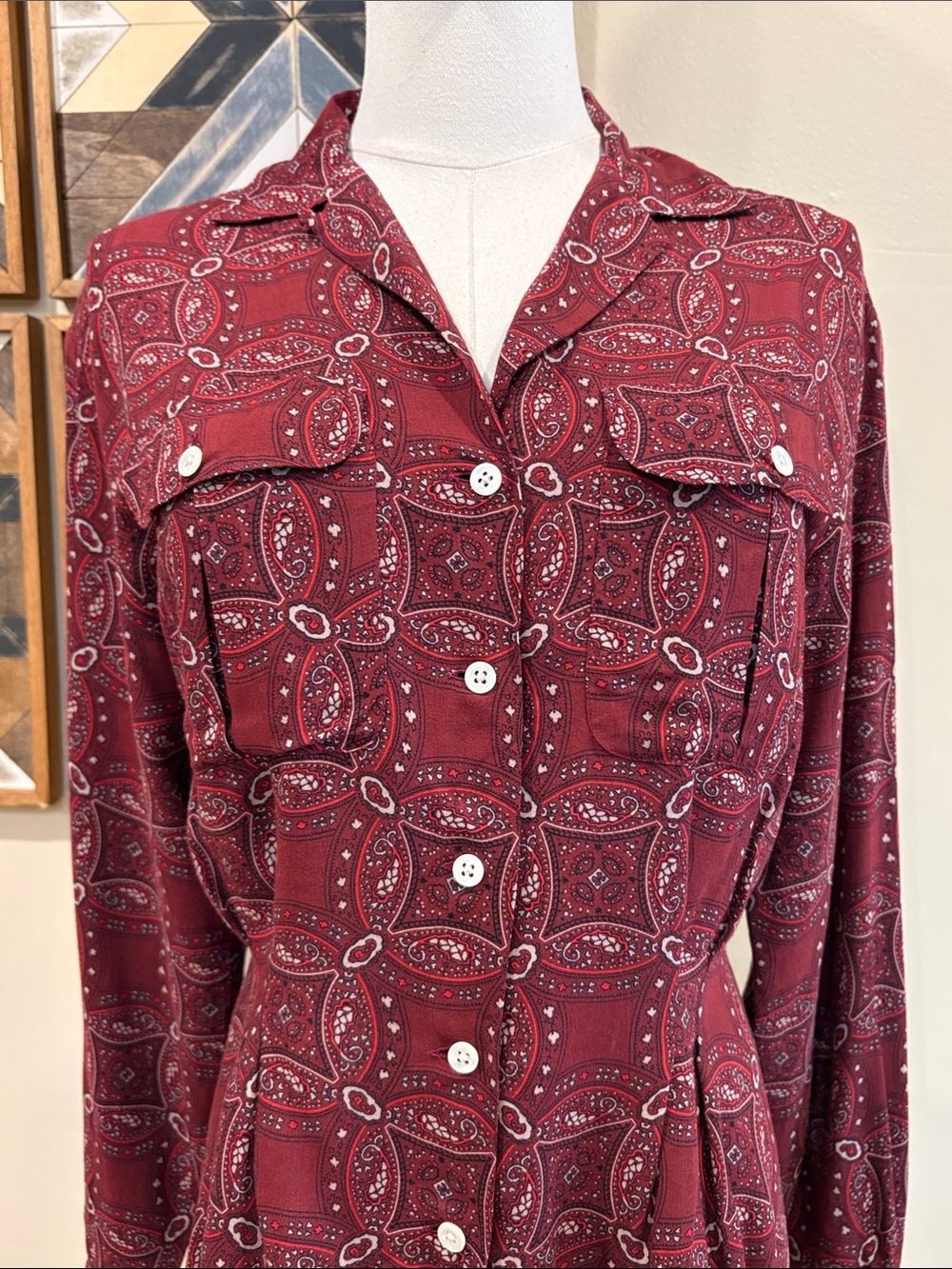 Vintage Ralph Lauren Blue Label Bandana Print Button Front Blouse size 6 - Picture 2 of 10